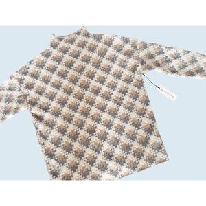 CUPCAKES AND CASHMERE Printed Mock Neck Pullover Sweater Sz M NWT